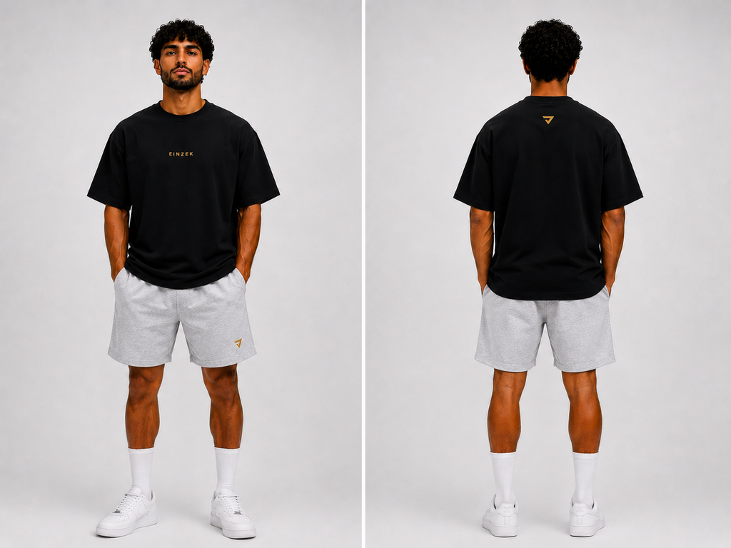 Essential Oversized Set Black — detail crop