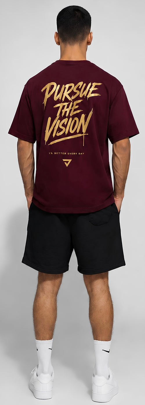 Pursue The Vision Oversized Set Burgundy — back graphic detail