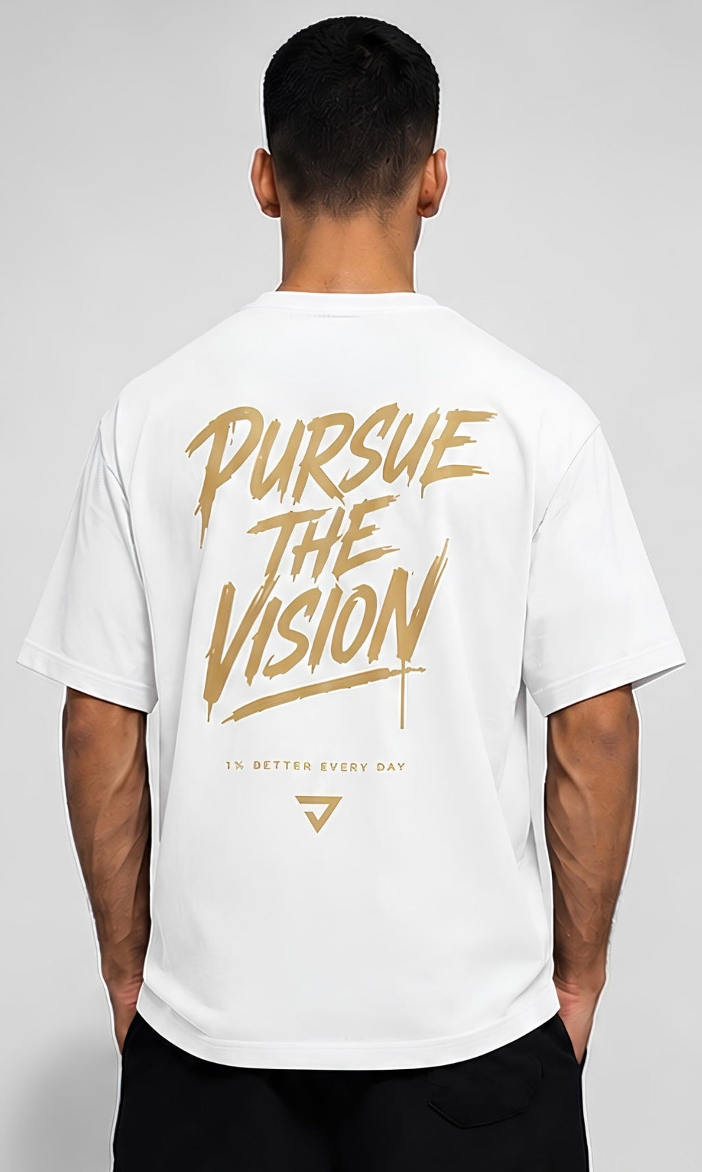 Pursue The Vision Oversized Set White — back graphic detail