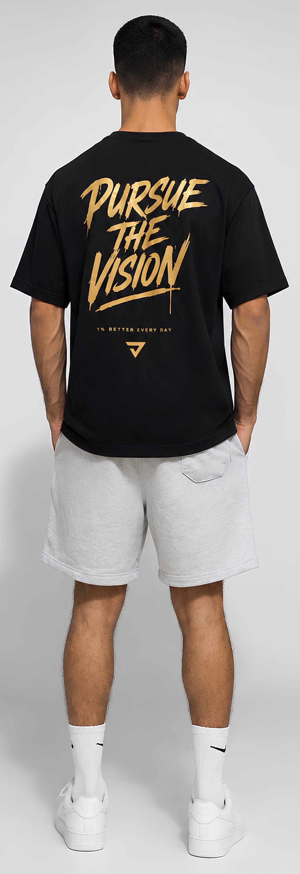 Pursue The Vision Oversized Set Black — back graphic detail